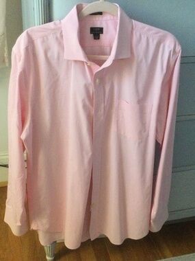Mens J Crew Mini Check Pink Shirt L